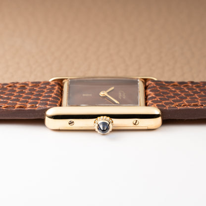 Cartier Tank Must de Vermeil ‘Turtle Shell’ Brown Wood Chocolate Dial PM 1980s