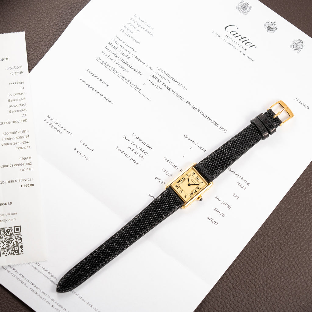 Cartier Tank Must de Vermeil Lemon Roman Dial  GM Cartier Service 2026