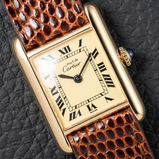 Cartier Tank Must de Roman Lemon Dial Vermeil  PM 1980s