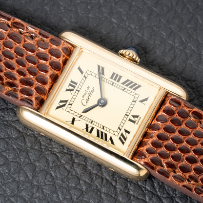 Cartier Tank Must de Roman Lemon Dial Vermeil  PM 1980s