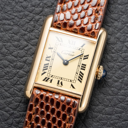 Cartier Tank Must de Roman Lemon Dial Vermeil  PM 1980s
