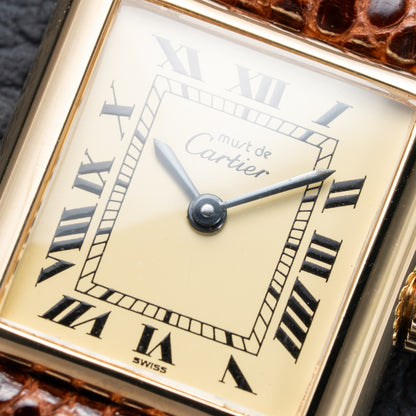 Cartier Tank Must de Roman Lemon Dial Vermeil  PM 1980s