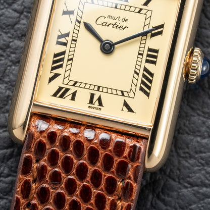 Cartier Tank Must de Roman Lemon Dial Vermeil  PM 1980s