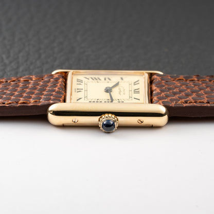 Cartier Tank Must de Roman Lemon Dial Vermeil  PM 1980s