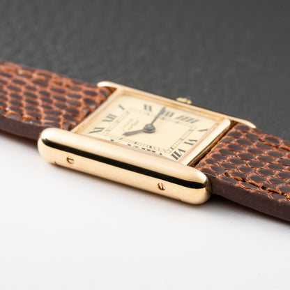 Cartier Tank Must de Roman Lemon Dial Vermeil  PM 1980s
