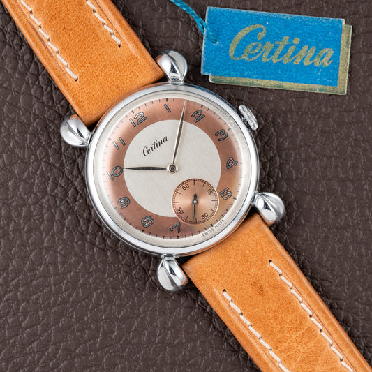 Certina Fancy Lugs Two-Tone Dial NOS 1940/50s
