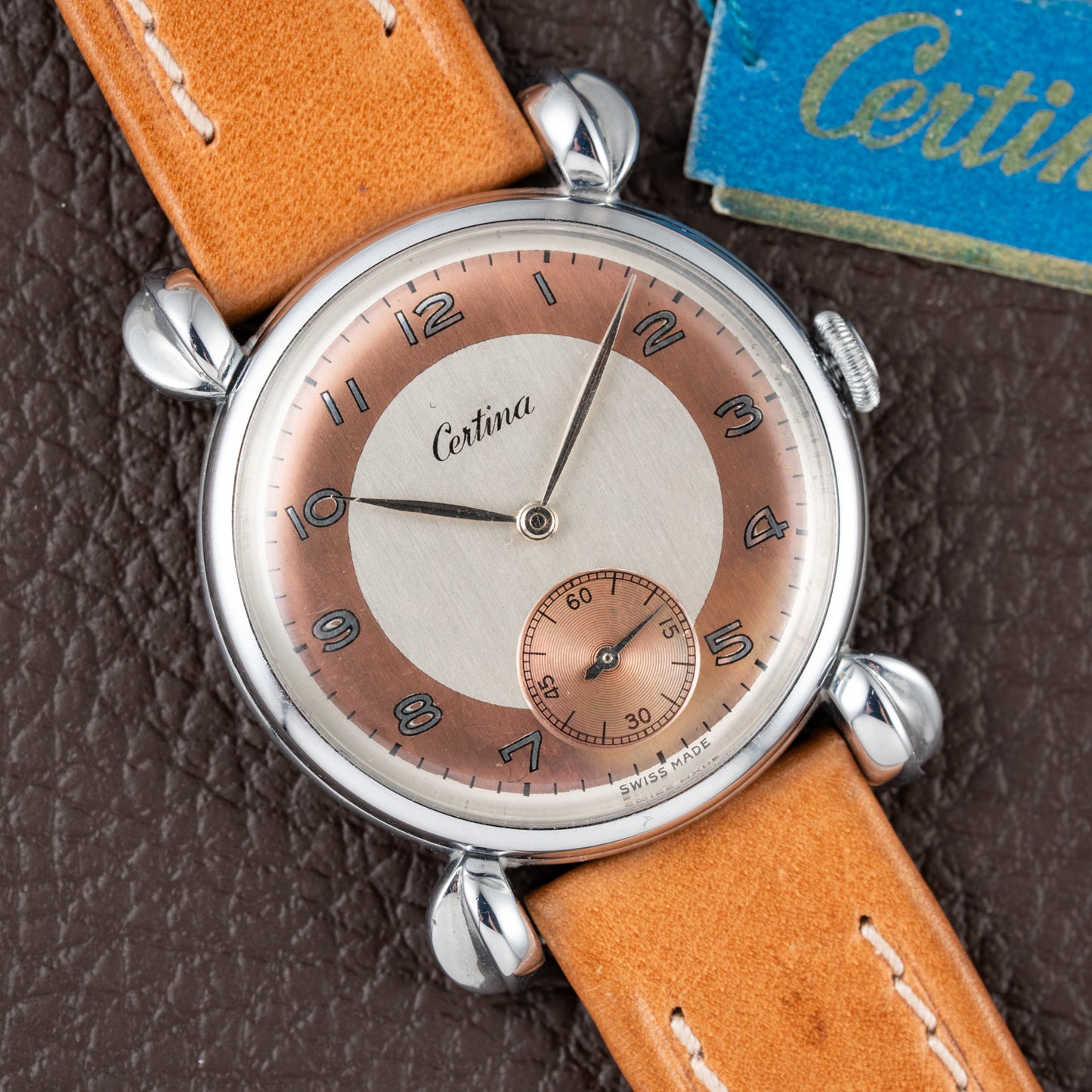 Certina Fancy Lugs Two-Tone Dial NOS 1940/50s