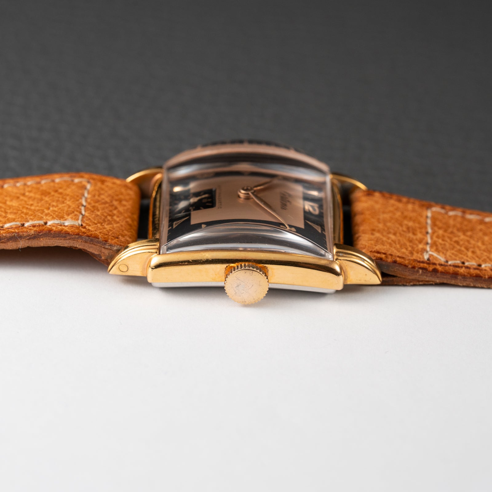 Certina NOS Square Two Tone Black & Salmon Dial 1940/50s