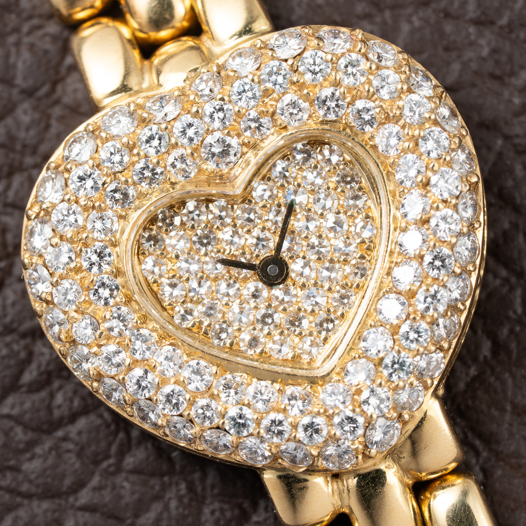 Chopard Happy Diamonds “Heart” Factory Pavé Diamond  18K Yellow Gold Ref. 535 1 From 1990s
