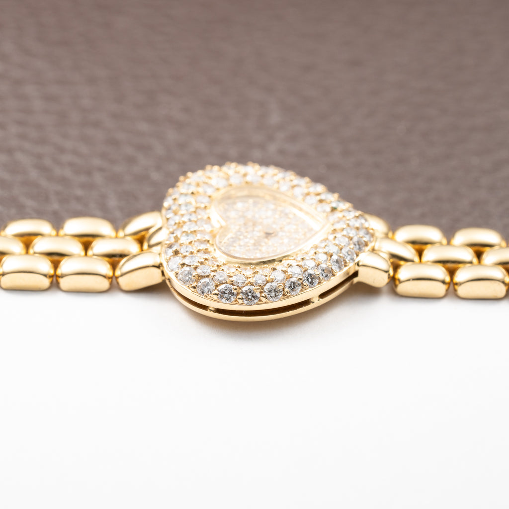 Chopard Happy Diamonds “Heart” Factory Pavé Diamond  18K Yellow Gold Ref. 535 1 From 1990s