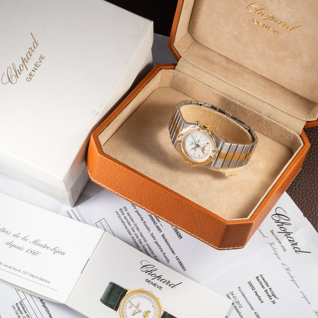 Chopard St. Moritz Triple Calendar Moonphase Gold/Steel Full Set Ref. 8042 from 1980s