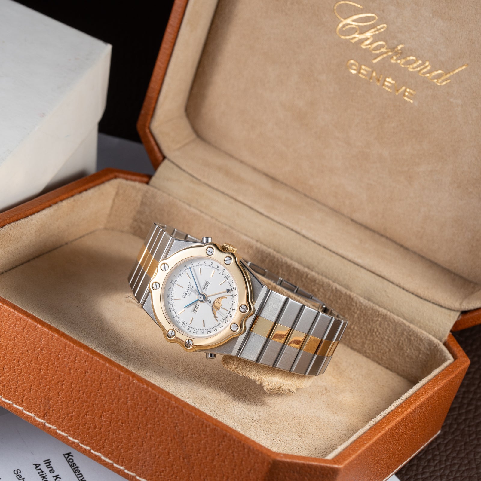 Chopard St. Moritz Triple Calendar Moonphase Gold/Steel Full Set Ref. 8042 from 1980s
