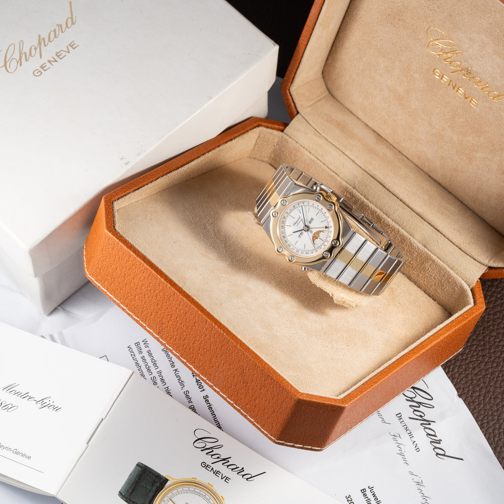 Chopard St. Moritz Triple Calendar Moonphase Gold/Steel Full Set Ref. 8042 from 1980s