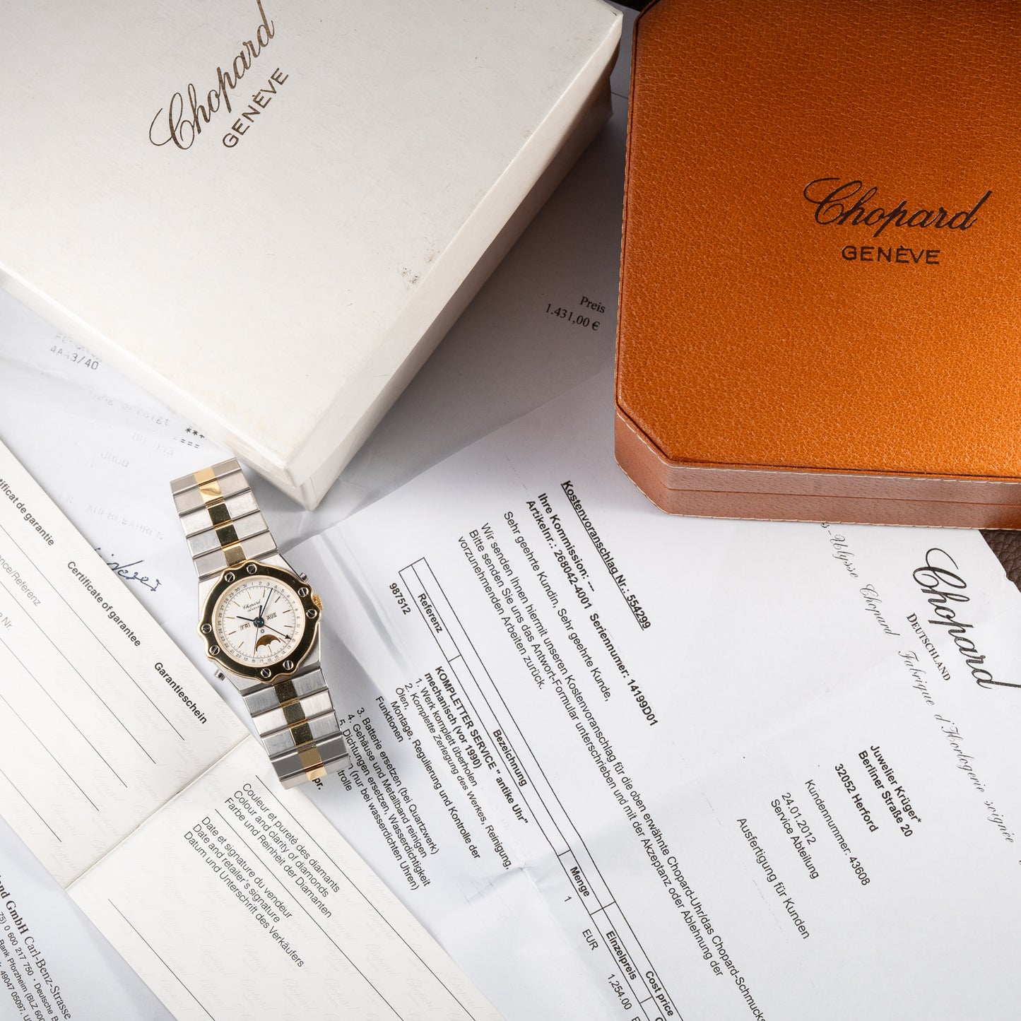 Chopard St. Moritz Triple Calendar Moonphase Gold/Steel Full Set Ref. 8042 from 1980s