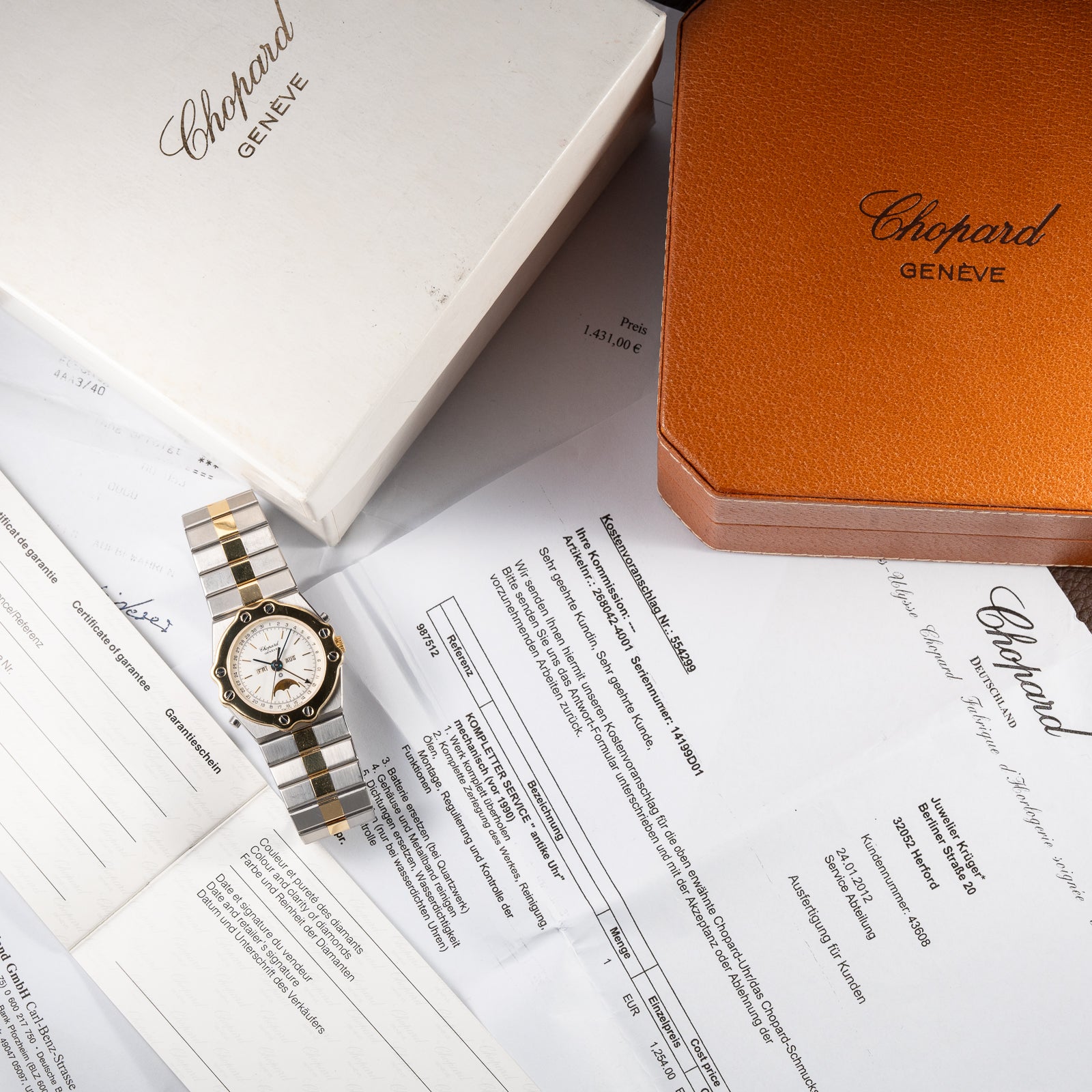 Chopard St. Moritz Triple Calendar Moonphase Gold/Steel Full Set Ref. 8042 from 1980s