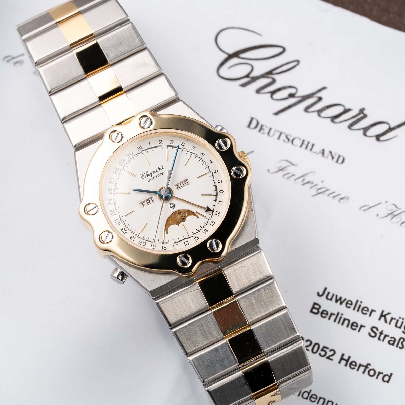 Chopard St. Moritz Triple Calendar Moonphase Gold/Steel Full Set Ref. 8042 from 1980s