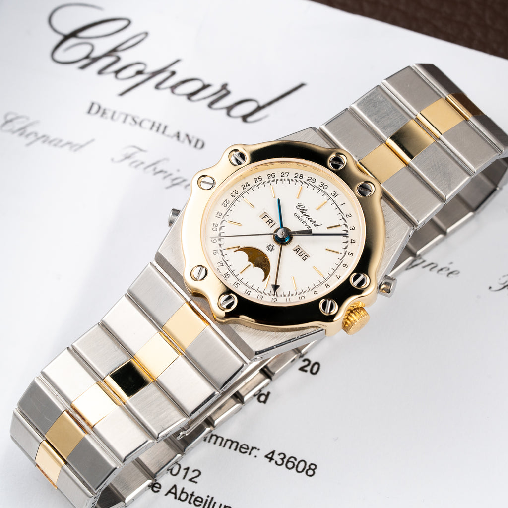 Chopard St. Moritz Triple Calendar Moonphase Gold/Steel Full Set Ref. 8042 from 1980s