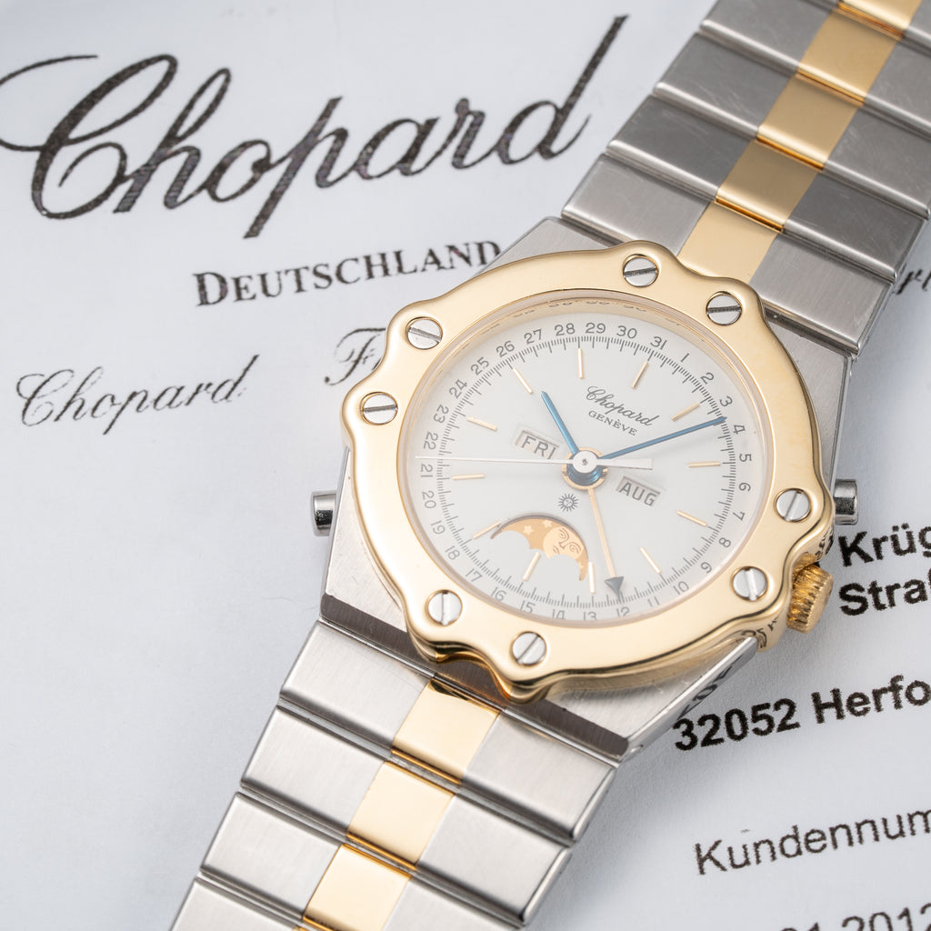 Chopard St. Moritz Triple Calendar Moonphase Gold/Steel Full Set Ref. 8042 from 1980s