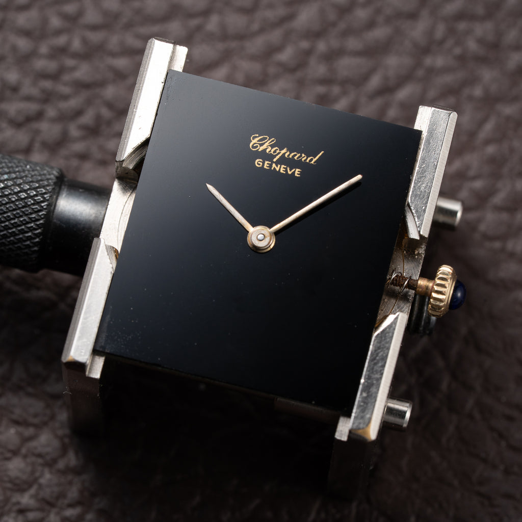 Chopard Tank Black Onyx Dial 18K Yellow Gold Jumbo Oversize Ref. 2012/2 from 1980s