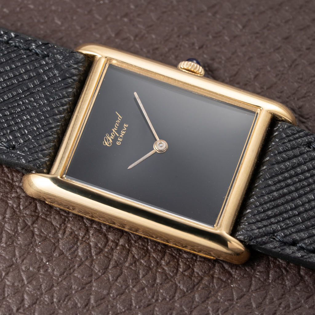Chopard Tank Black Onyx Dial 18K Yellow Gold Jumbo Oversize Ref. 2012/2 from 1980s