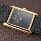 Chopard Tank Black Onyx Dial 18K Yellow Gold Jumbo Oversize Ref. 2012/2 from 1980s