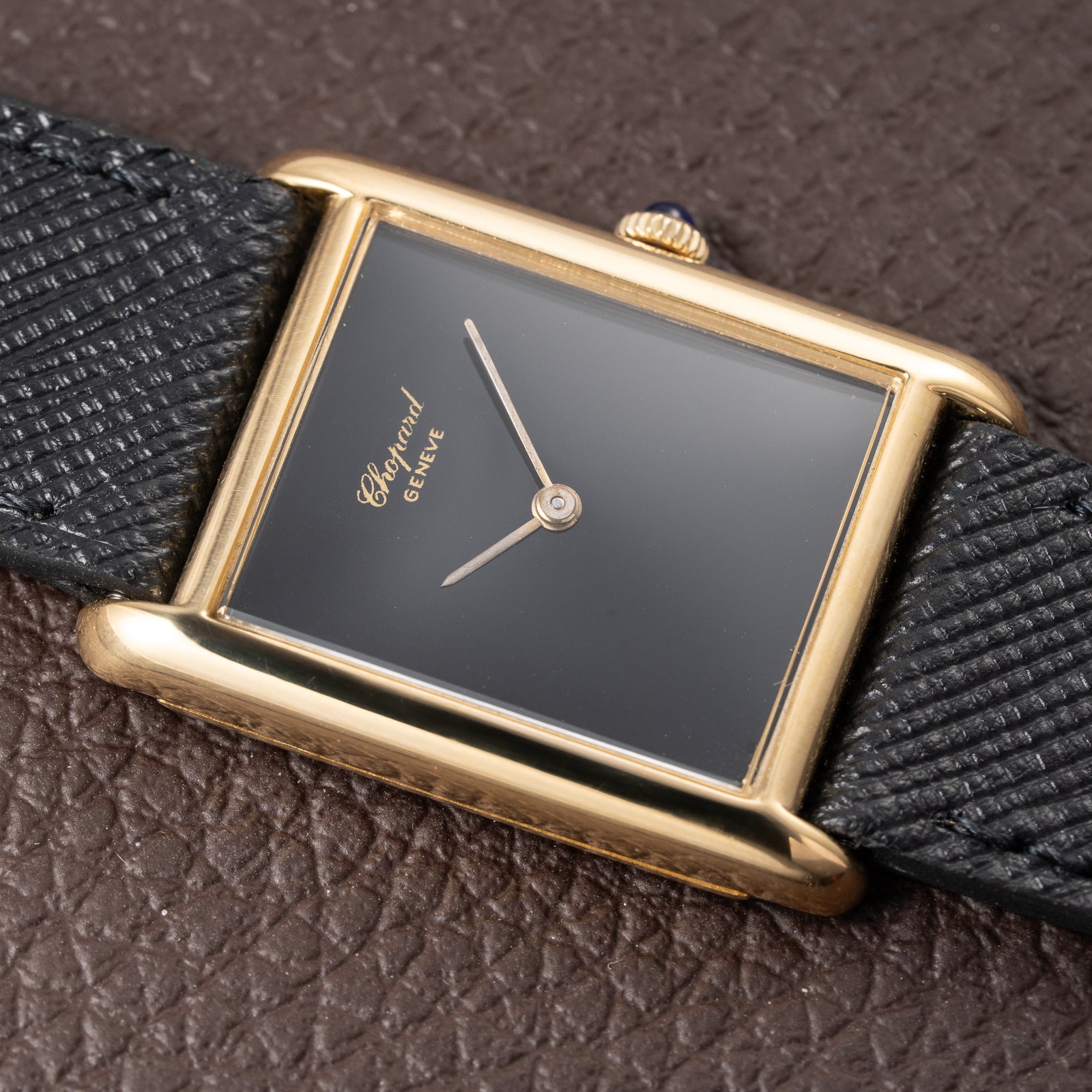 Chopard Tank Black Onyx Dial 18K Yellow Gold Jumbo Oversize Ref. 2012/2 from 1980s
