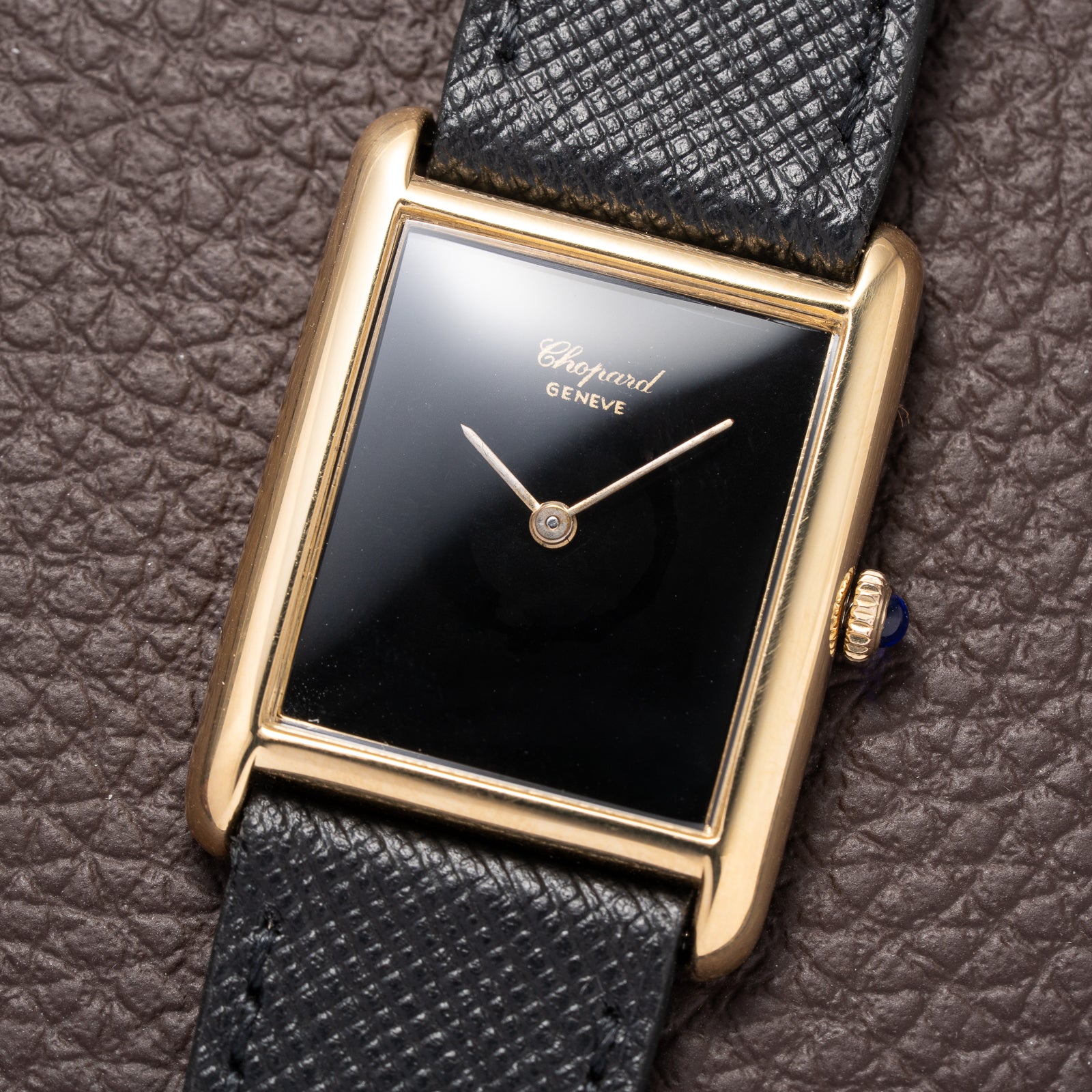 Chopard Tank Black Onyx Dial 18K Yellow Gold Jumbo Oversize Ref. 2012/2 from 1980s