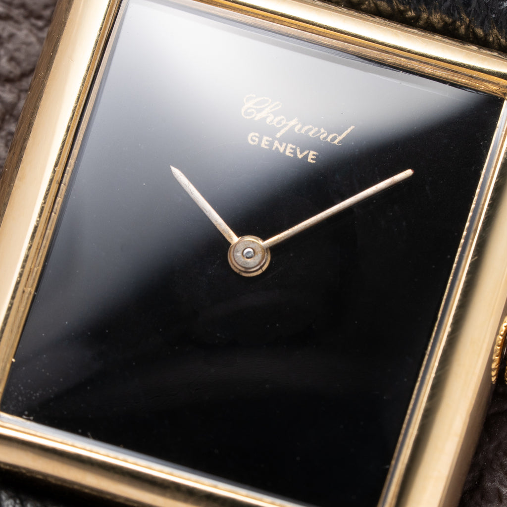 Chopard Tank Black Onyx Dial 18K Yellow Gold Jumbo Oversize Ref. 2012/2 from 1980s
