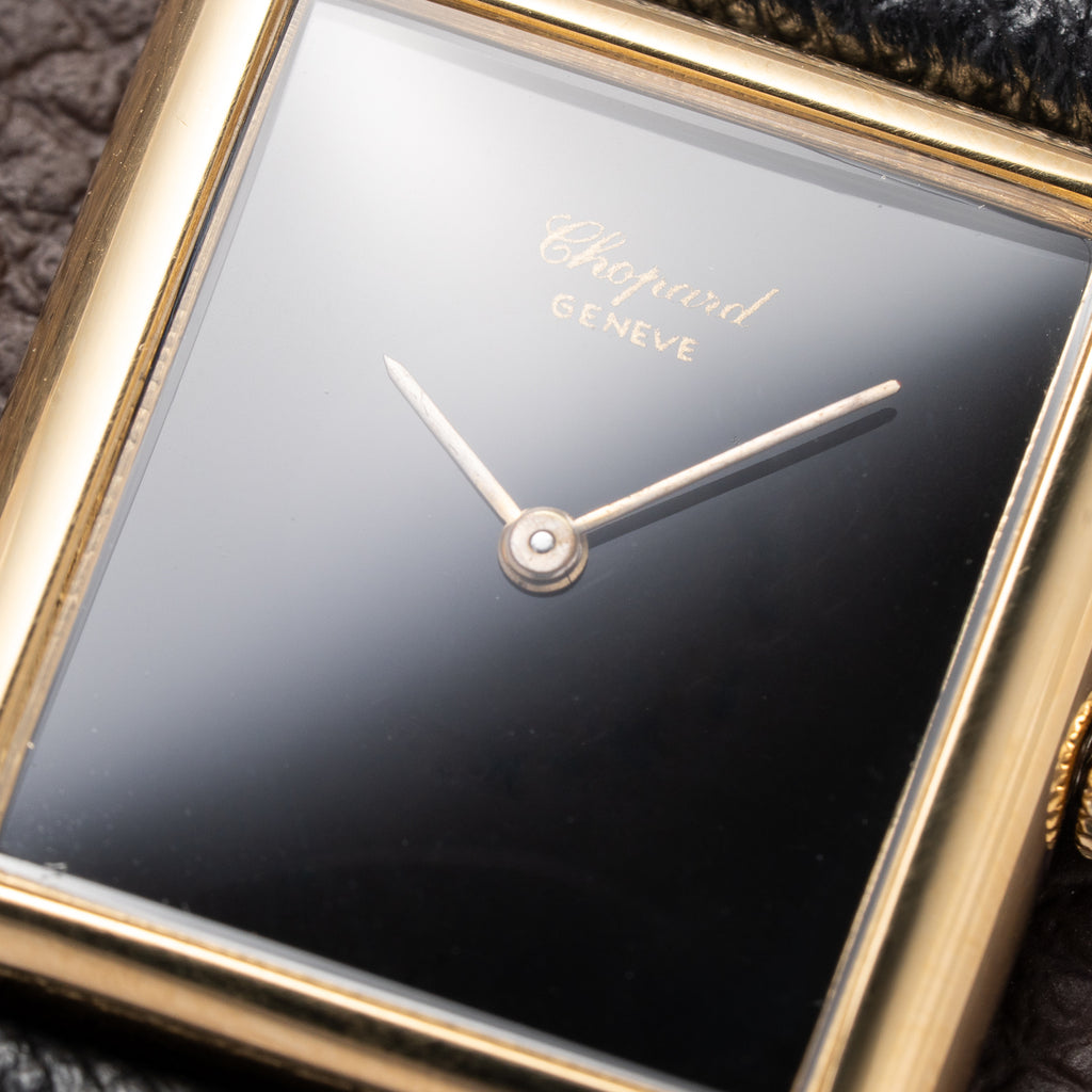 Chopard Tank Black Onyx Dial 18K Yellow Gold Jumbo Oversize Ref. 2012/2 from 1980s