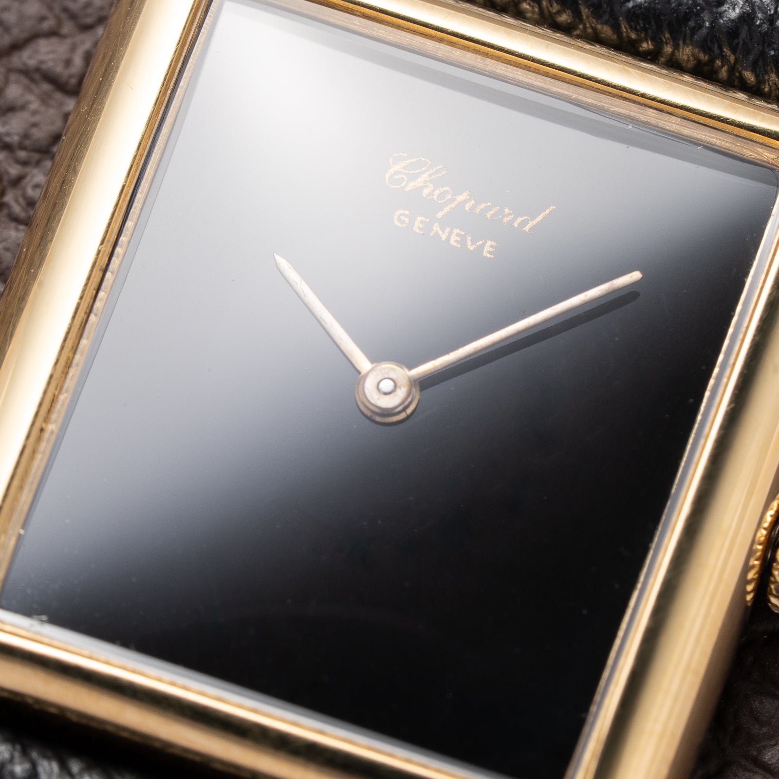 Chopard Tank Black Onyx Dial 18K Yellow Gold Jumbo Oversize Ref. 2012/2 from 1980s