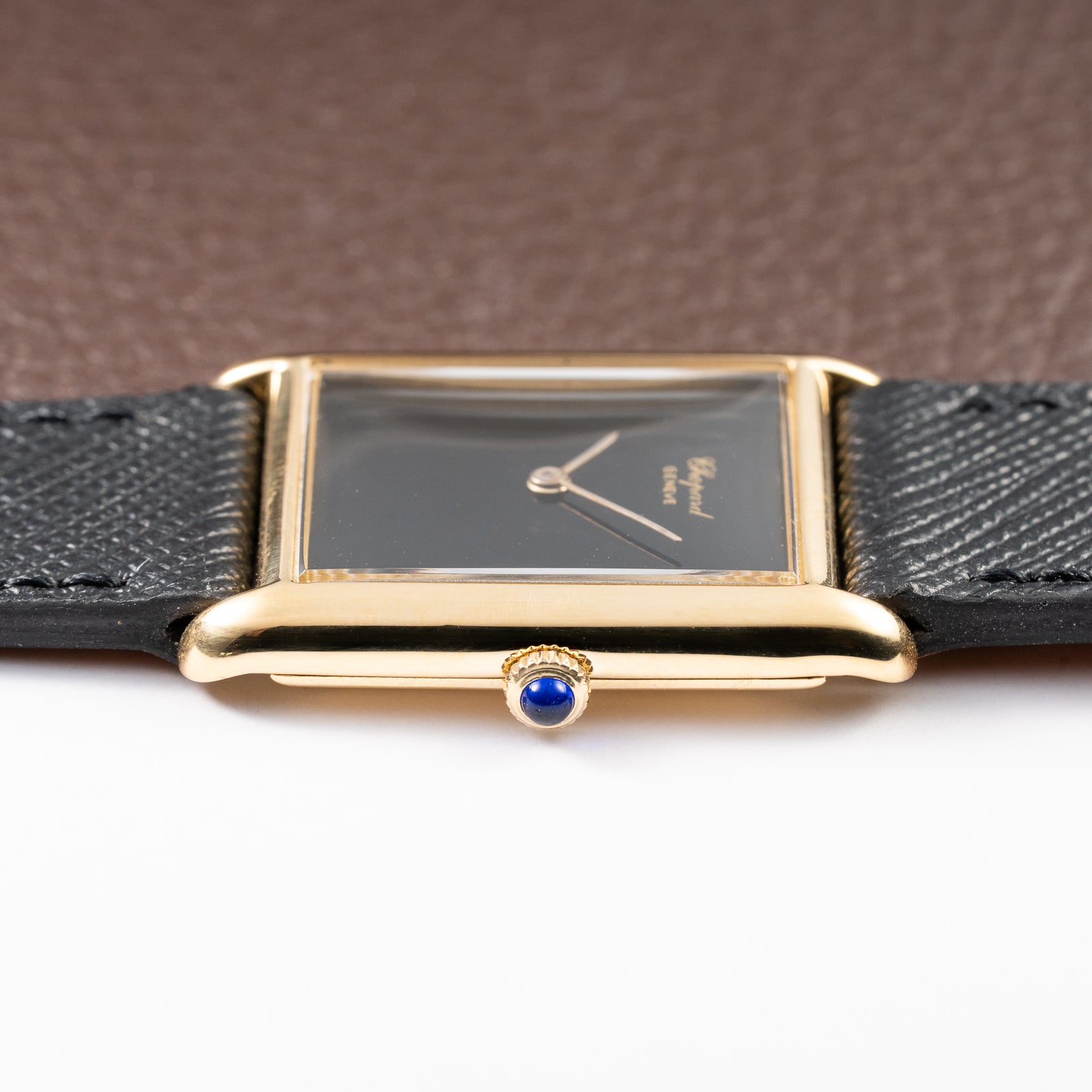 Chopard Tank Black Onyx Dial 18K Yellow Gold Jumbo Oversize Ref. 2012/2 from 1980s