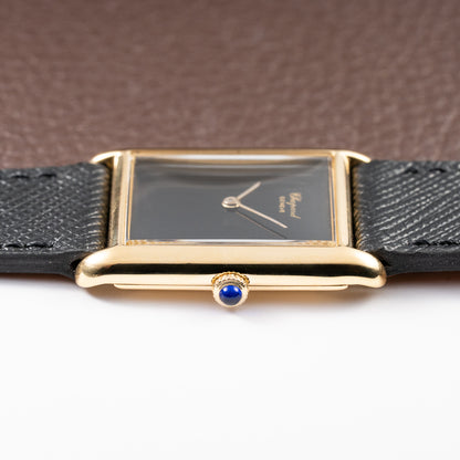 Chopard Tank Black Onyx Dial 18K Yellow Gold Jumbo Oversize Ref. 2012/2 from 1980s