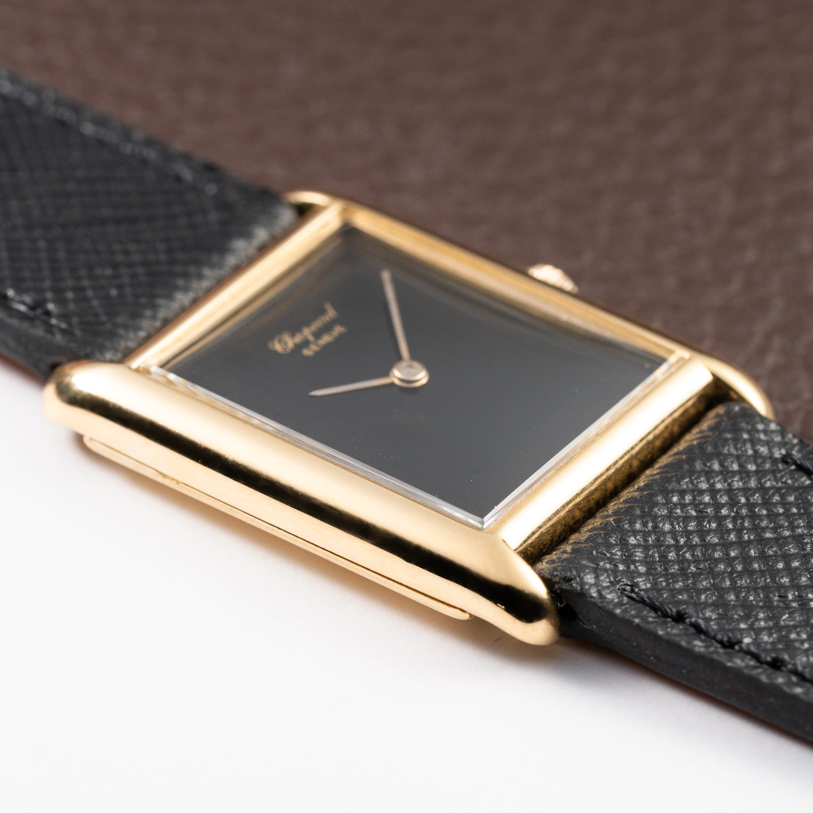 Chopard Tank Black Onyx Dial 18K Yellow Gold Jumbo Oversize Ref. 2012/2 from 1980s