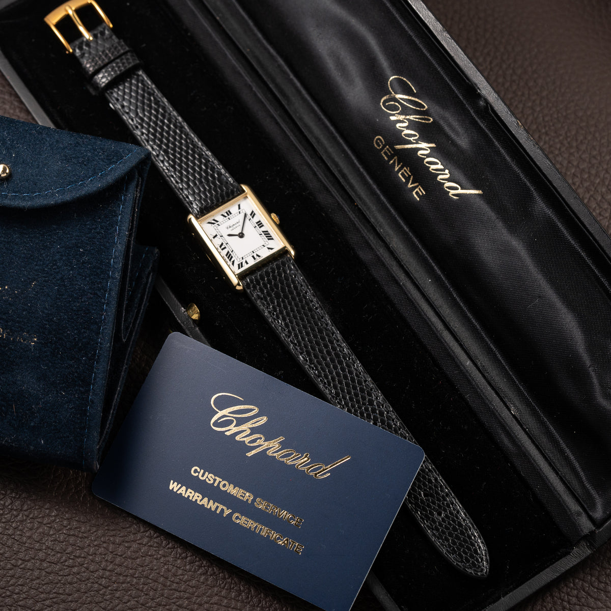 Chopard Tank 18k Yellow Gold Manual Winding Ref. 2111 with Original Box and Service Papers