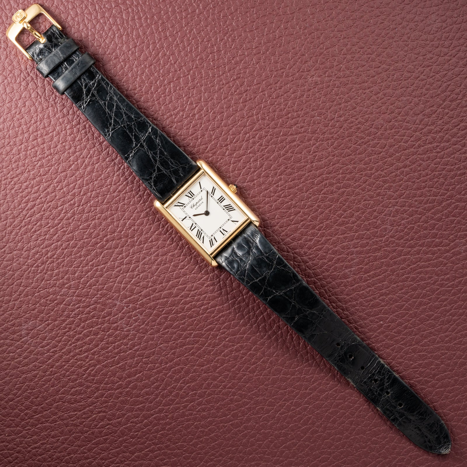 Chopard Tank XL Oversize Jumbo 18k Yellow Gold Quartz Ref 2221 from 1980s
