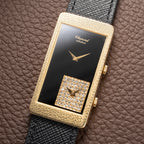 Chopard Dual Time 'Onyx & Diamonds' XL Tank 18K Gold Oversized 1970s