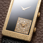 Chopard Dual Time 'Onyx & Diamonds' XL Tank 18K Gold Oversized 1970s