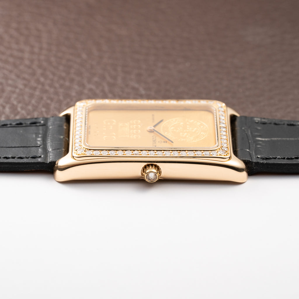 Corum Lingot 10 Gram Gold Bar Factory Diamonds 18K Yellow Gold Ref. 64.400.65 From 1980s