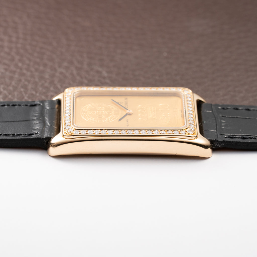 Corum Lingot 10 Gram Gold Bar Factory Diamonds 18K Yellow Gold Ref. 64.400.65 From 1980s