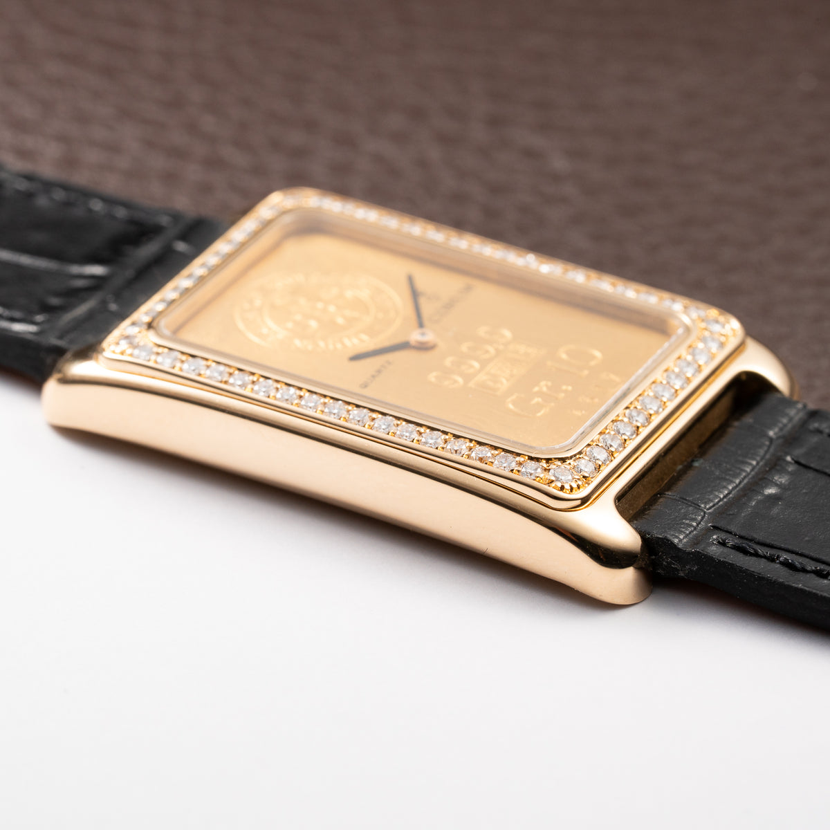 Corum Lingot 10 Gram Gold Bar Factory Diamonds 18K Yellow Gold Ref. 64.400.65 From 1980s