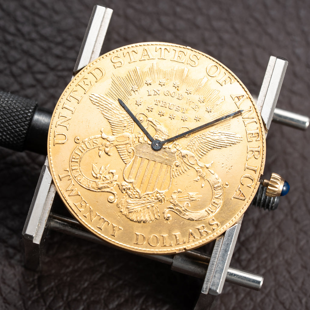 Corum $20 Double Eagle Coin Watch 1895 Liberty Head 22K & 18K Yellow Gold from 1980s