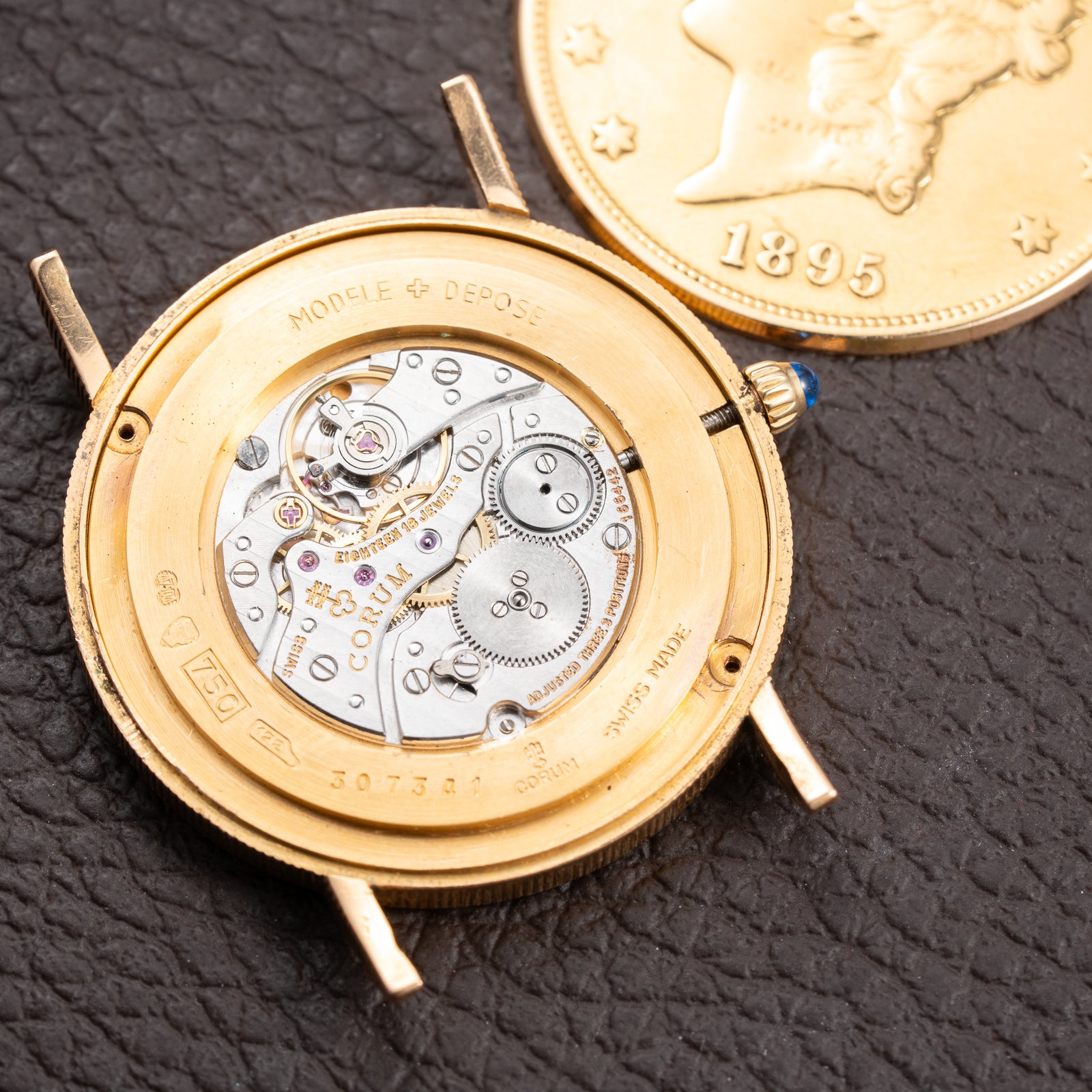 Corum $20 Double Eagle Coin Watch 1895 Liberty Head 22K & 18K Yellow Gold from 1980s