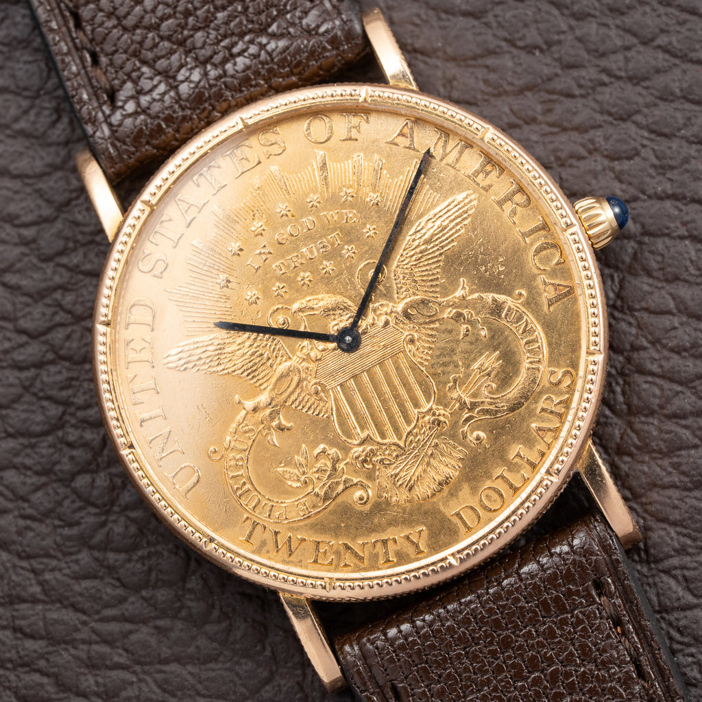 Corum $20 Double Eagle Coin Watch 1895 Liberty Head 22K & 18K Yellow Gold from 1980s