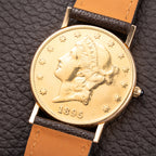 Corum $20 Double Eagle Coin Watch 1895 Liberty Head 22K & 18K Yellow Gold from 1980s