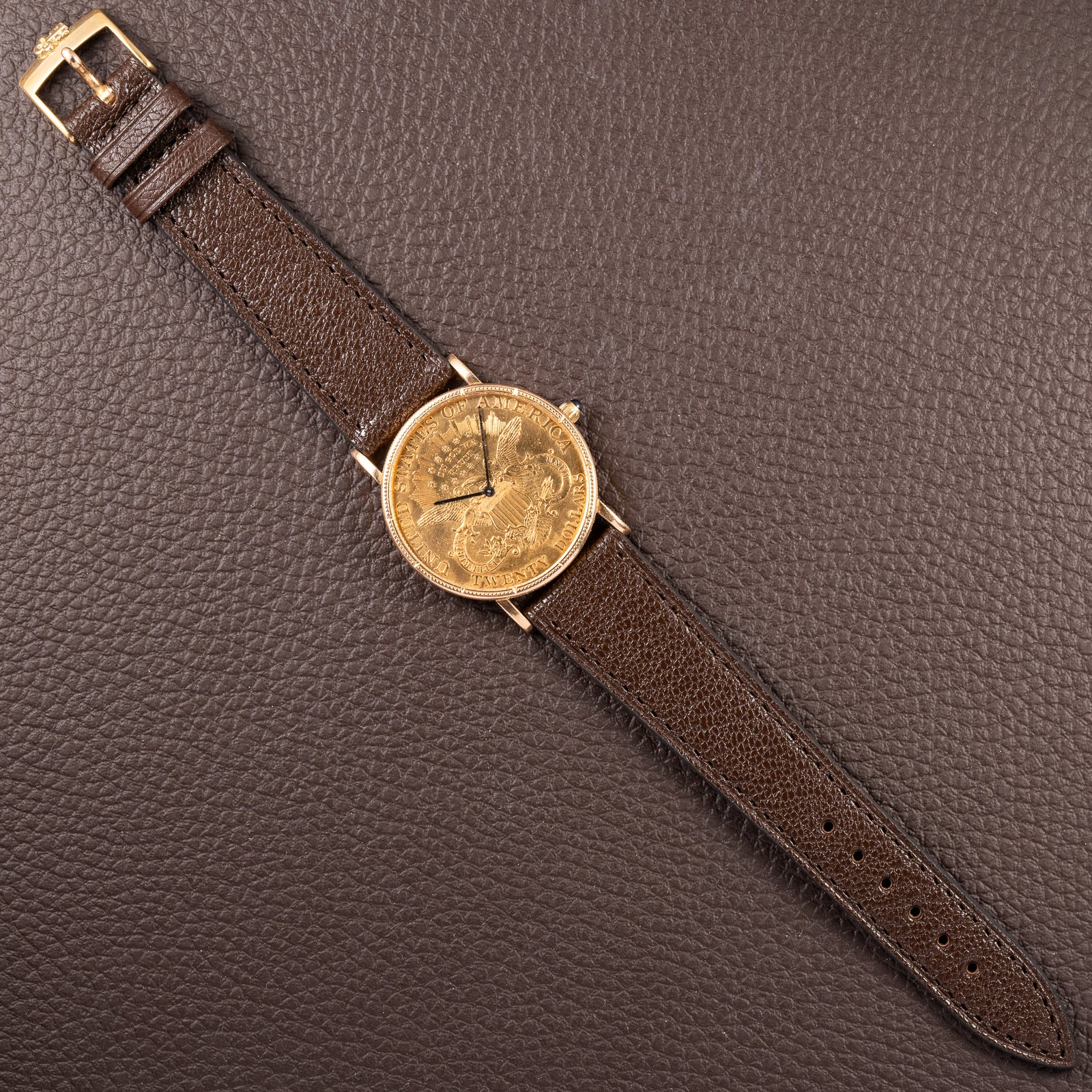 Corum $20 Double Eagle Coin Watch 1895 Liberty Head 22K & 18K Yellow Gold from 1980s
