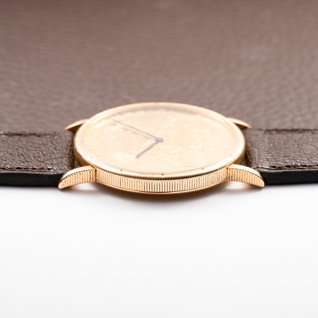 Corum $20 Double Eagle Coin Watch 1895 Liberty Head 22K & 18K Yellow Gold from 1980s