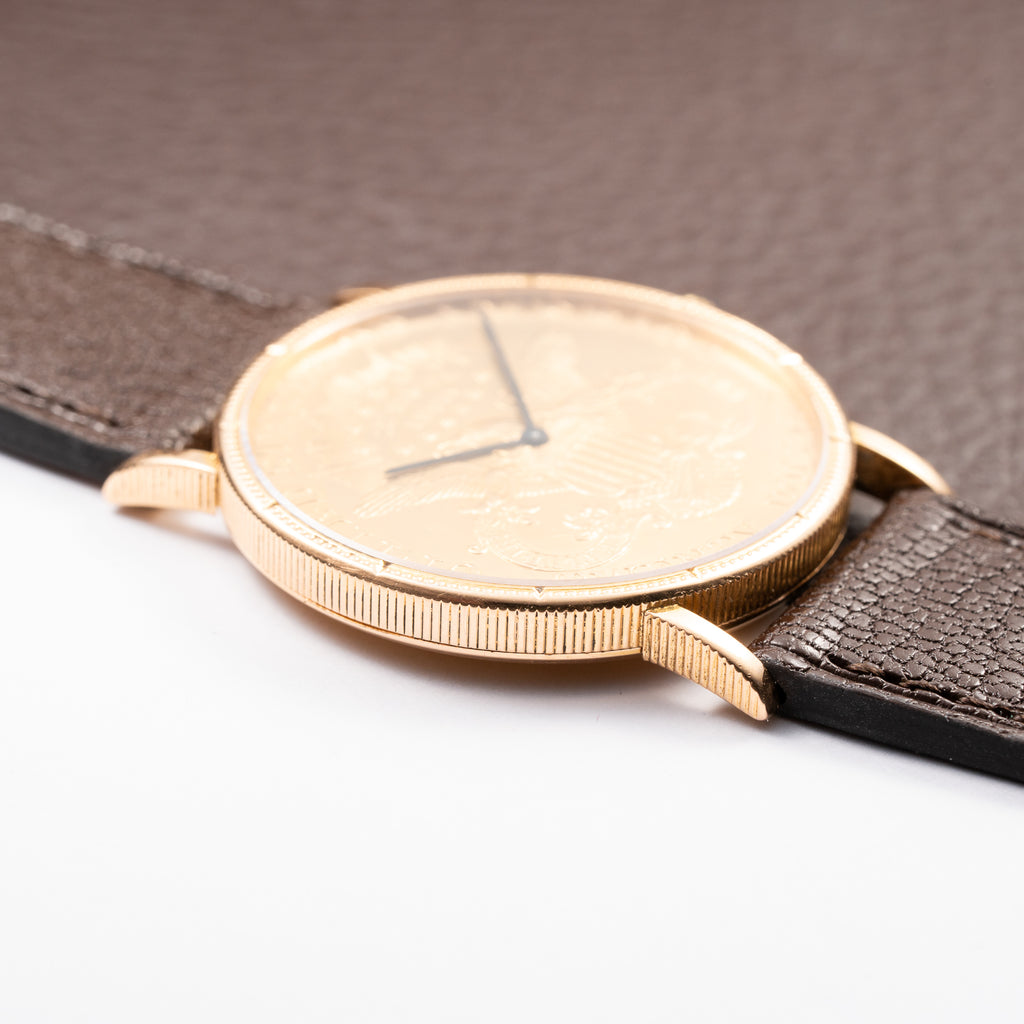Corum $20 Double Eagle Coin Watch 1895 Liberty Head 22K & 18K Yellow Gold from 1980s