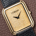 Corum Factory Diamond Pavé 18k Yellow Gold Jumbo Size  Ref. 27118 from 1970s