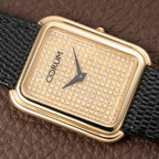 Corum Factory Diamond Pavé 18k Yellow Gold Jumbo Size  Ref. 27118 from 1970s