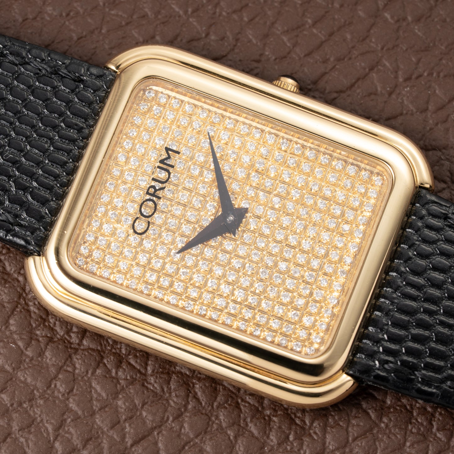 Corum Factory Diamond Pavé 18k Yellow Gold Jumbo Size  Ref. 27118 from 1970s